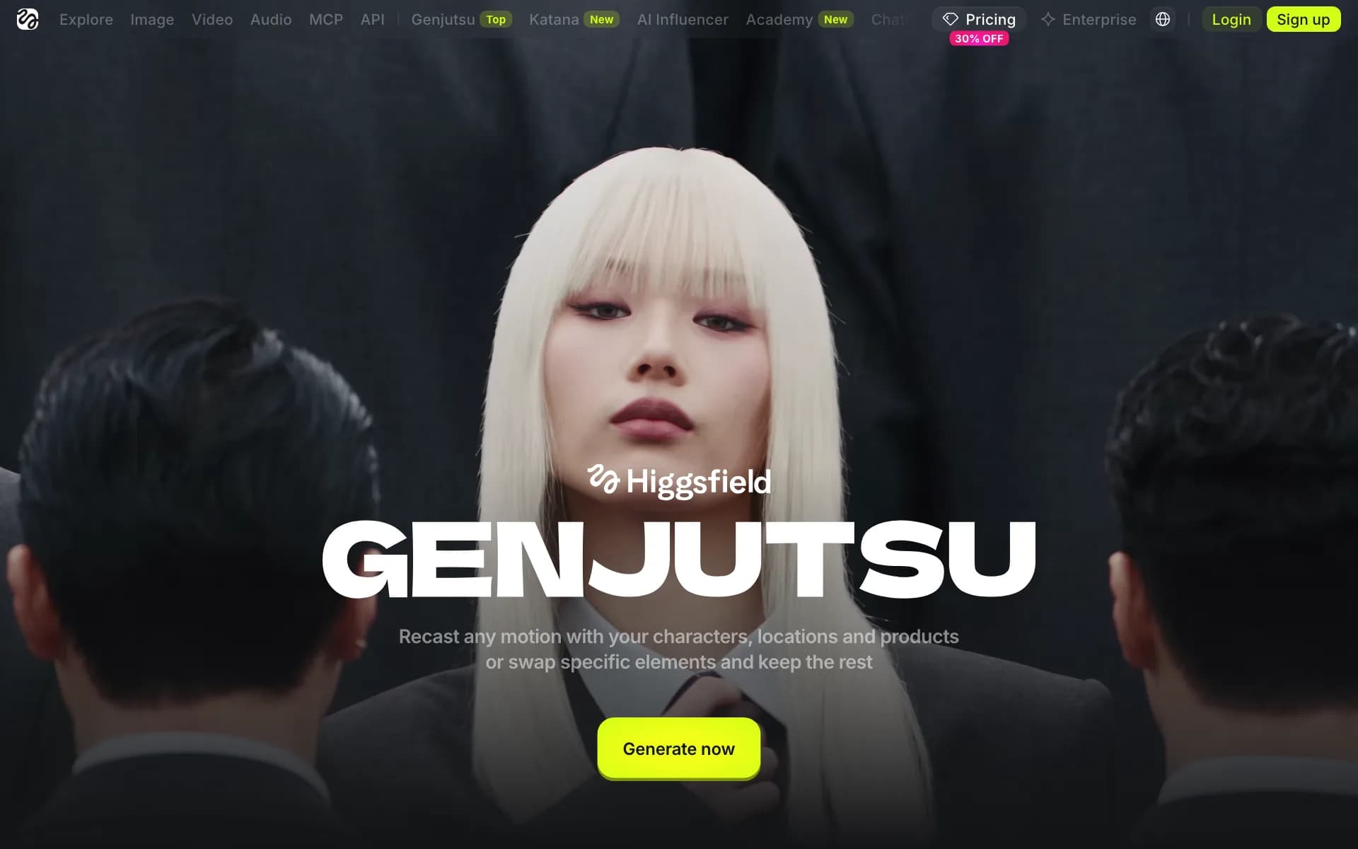 Página de apresentação do Genjutsu no Higgsfield
