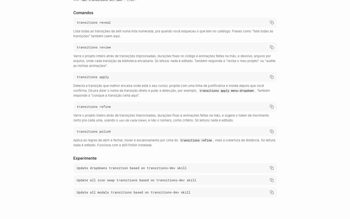 Lista de comandos e exemplos de pedidos para a skill